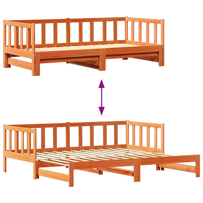 Day bed with Trundle Wax Brown 203.5 x 184 x 66 cm