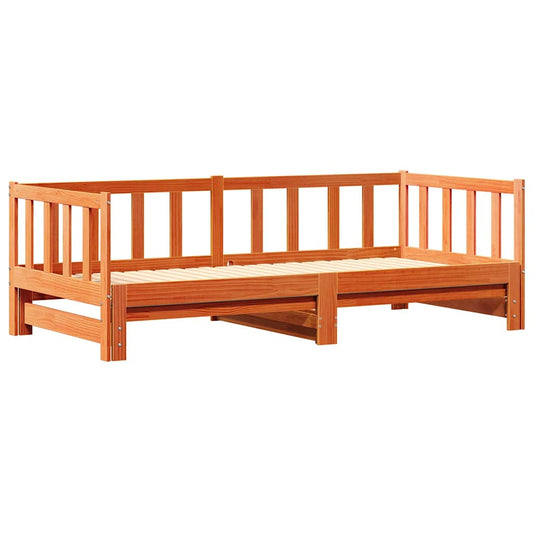 Pull-out Day Bed Wax brown 2 x (80 x 200) cm Solid pine wood