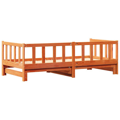 Pull-out Day Bed Wax brown 2 x (80 x 200) cm Solid pine wood