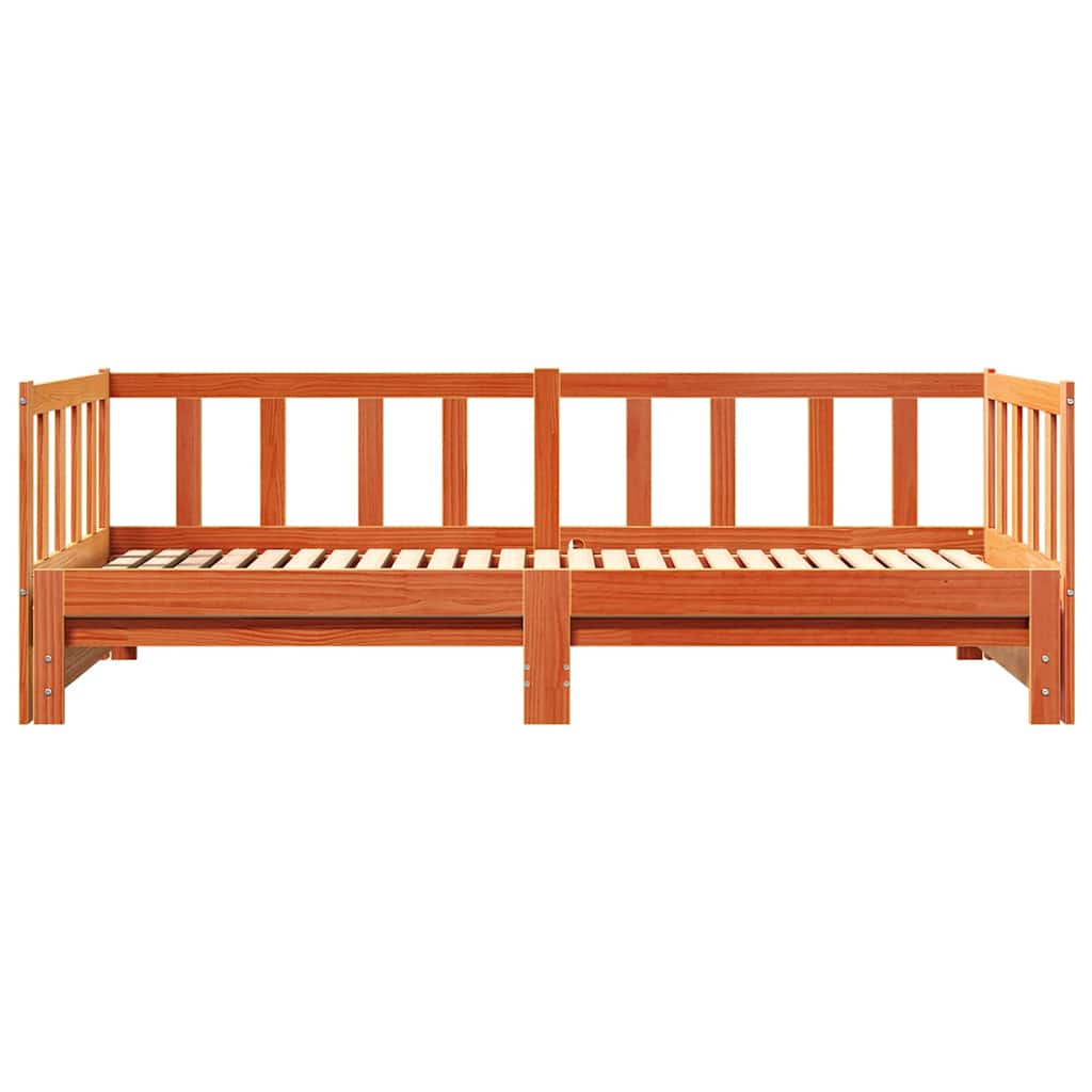 Pull-out Day Bed Wax brown 2 x (80 x 200) cm Solid pine wood