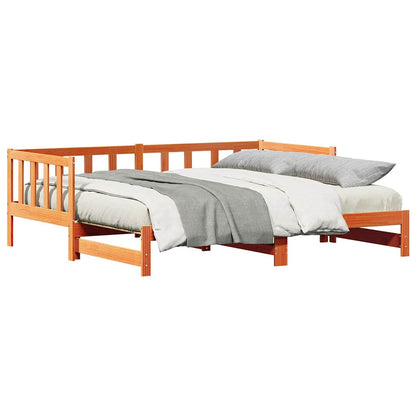Pull-out Day Bed Wax brown 2 x (80 x 200) cm Solid pine wood