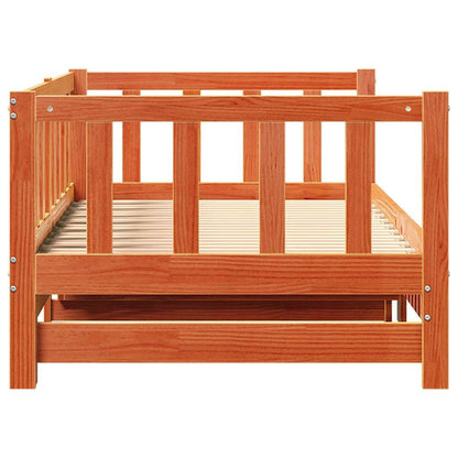 Pull-out Day Bed Wax brown 2 x (80 x 200) cm Solid pine wood