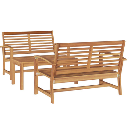 Garden Sofa Set 3 pcs Natural Solid Teak Wood