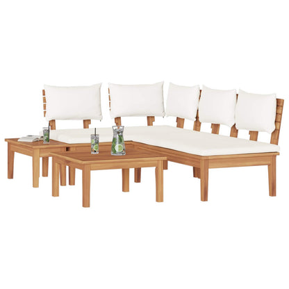Garden Sofa Set 4 pcs Brown and Cream