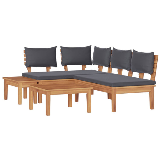 Garden Sofa Set 4 pcs Brown and Grey