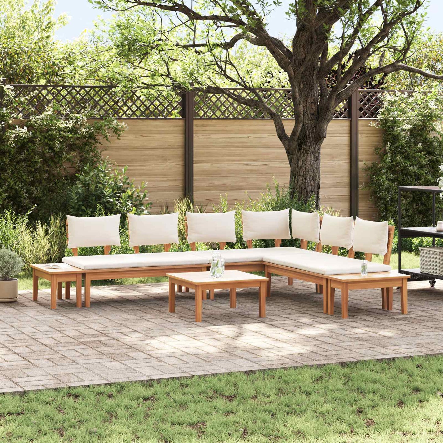 Garden Sofa Set 4 pcs Brown and Cream