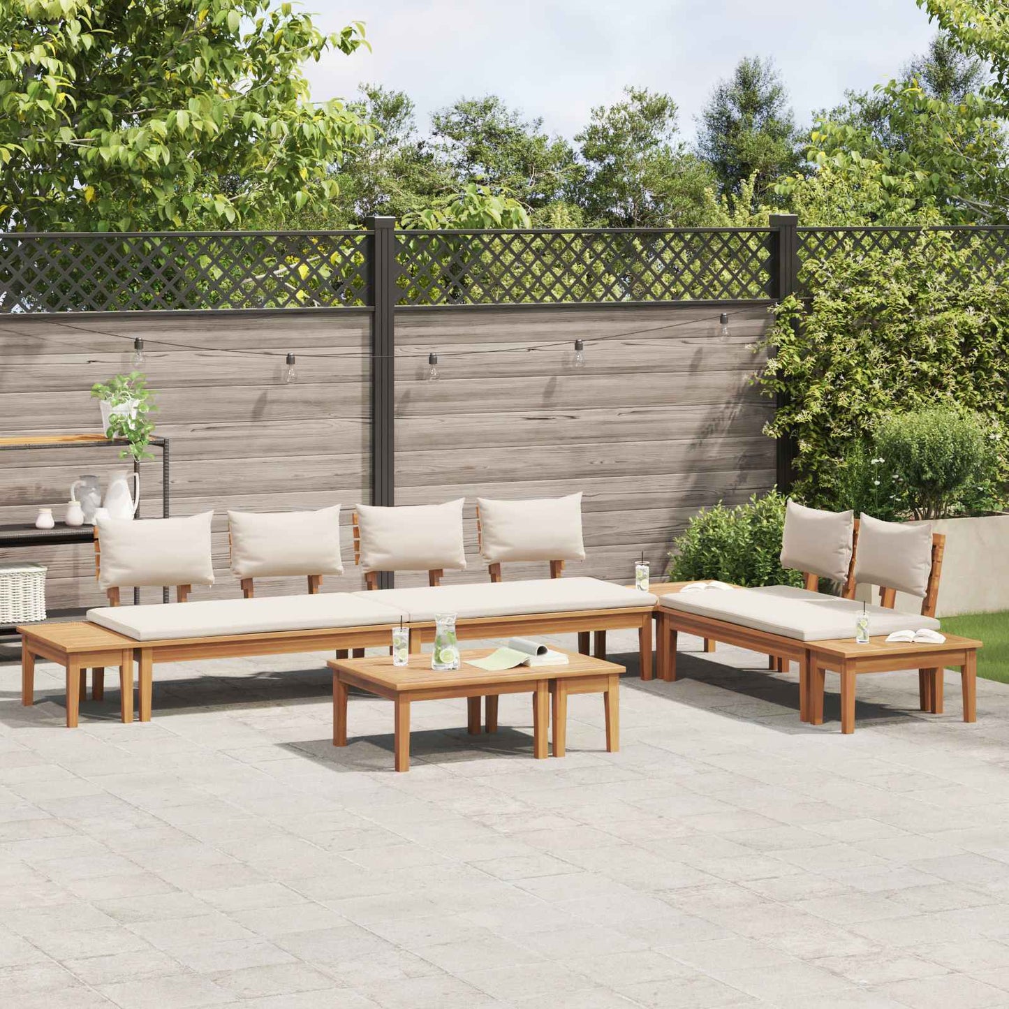 Garden Sofa Set 5 pcs Brown and Cream