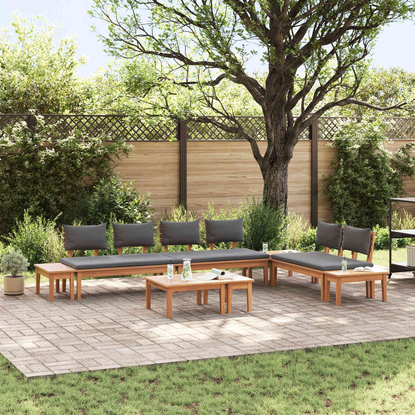 Garden Sofa Set 5 pcs Brown and Grey