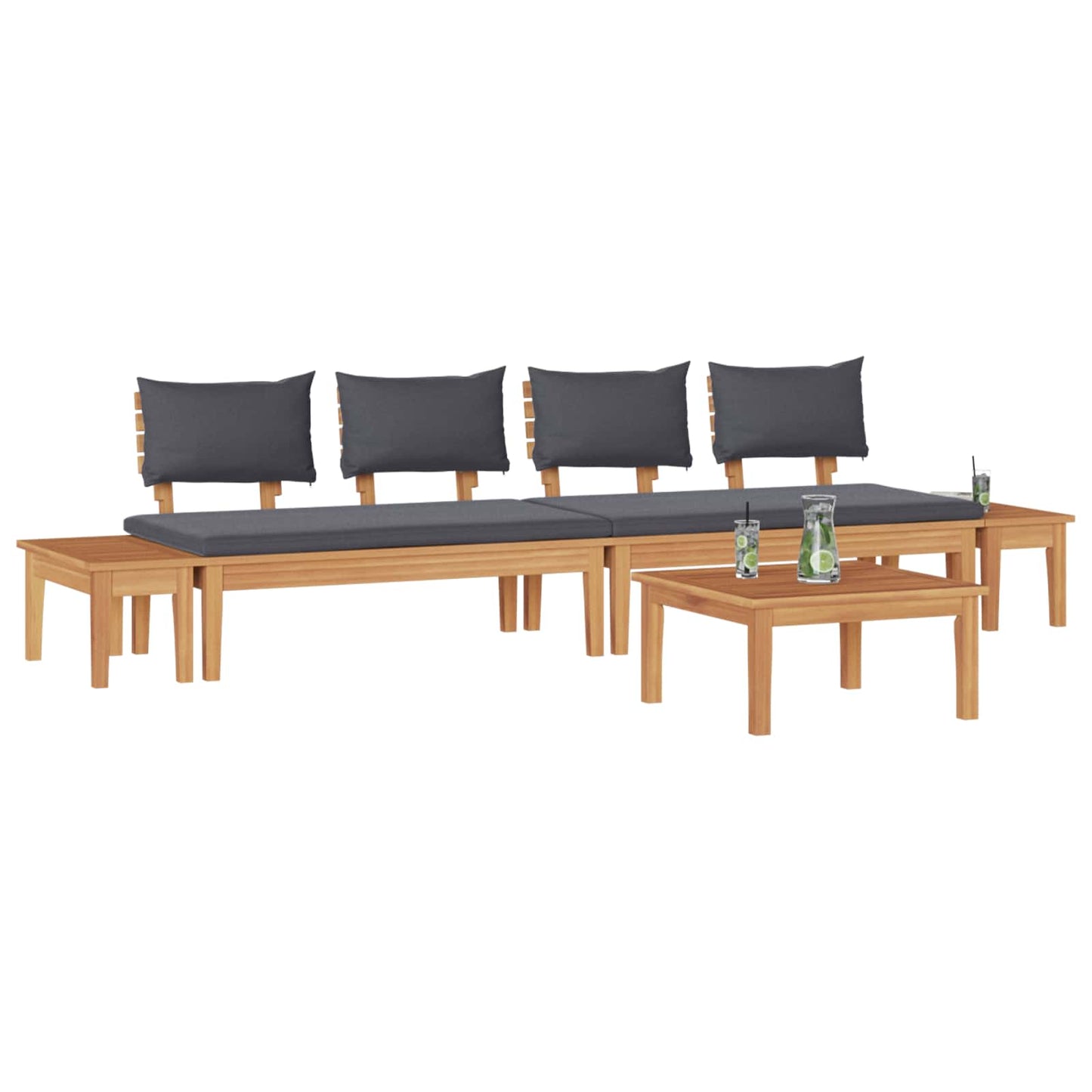 Garden Sofa Set 5 pcs Brown and Grey
