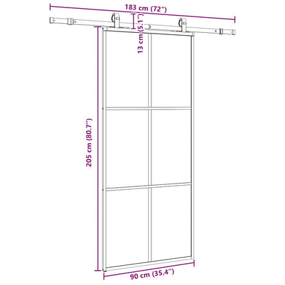 Sliding Door with Hardware Set Black 90x205 cm ESG Glass