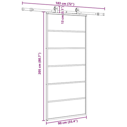 Sliding Door with Hardware Set Black 90x205 cm ESG Glass