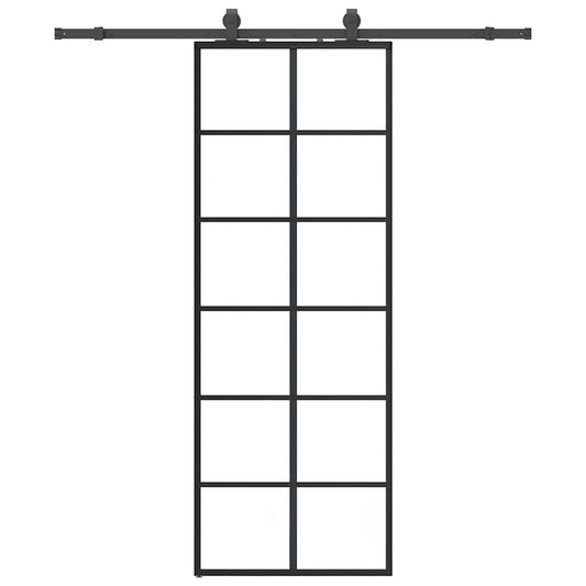 Sliding Door with Hardware Set Black 76x205 cm ESG Glass