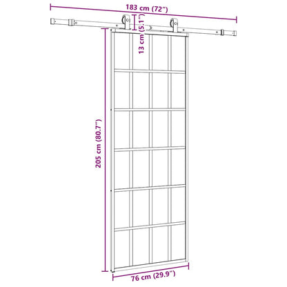 Sliding Door with Hardware Set Black 76x205 cm ESG Glass