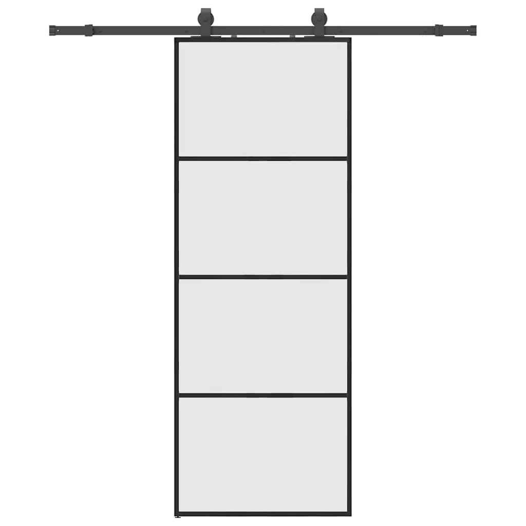 Sliding Door with Hardware Set Black 76x205 cm ESG Glass