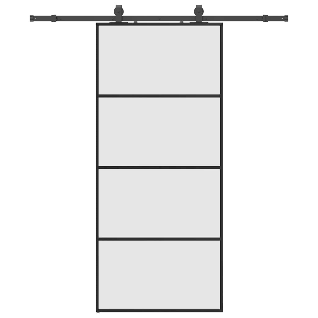 Sliding Door with Hardware Set Black 90x205 cm ESG Glass