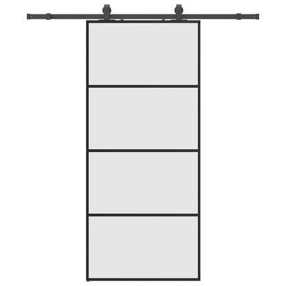 Sliding Door with Hardware Set Black 90x205 cm ESG Glass
