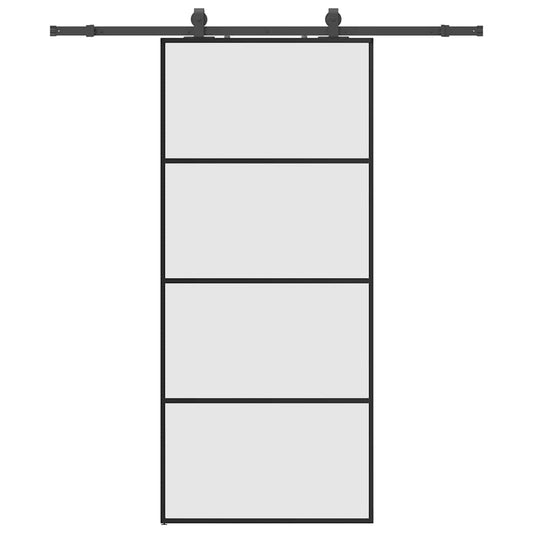Sliding Door with Hardware Set Black 90x205 cm ESG Glass