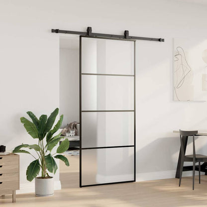 Sliding Door with Hardware Set Black 90x205 cm ESG Glass