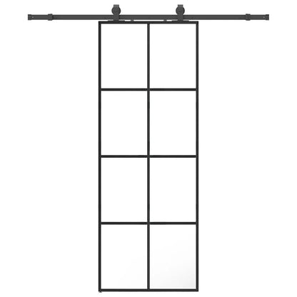 Sliding Door with Hardware Set Black 76x205 cm ESG Glass