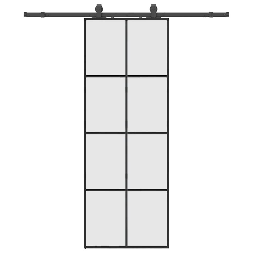 Sliding Door with Hardware Set Black 76x205 cm ESG Glass
