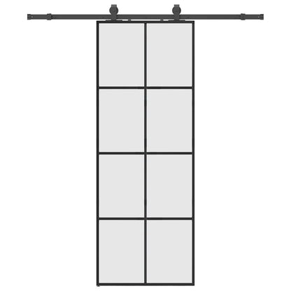 Sliding Door with Hardware Set Black 76x205 cm ESG Glass