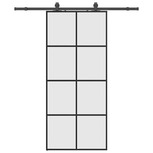 Sliding Door with Hardware Set Black 90x205 cm ESG Glass
