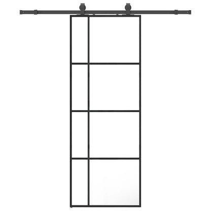 Sliding Door with Hardware Set Black 76x205 cm ESG Glass