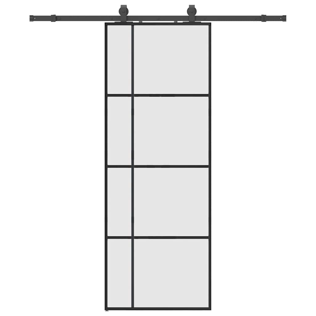 Sliding Door with Hardware Set Black 76x205 cm ESG Glass
