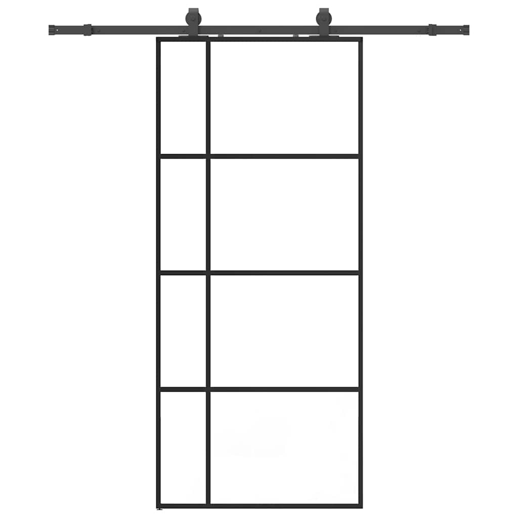 Sliding Door with Hardware Set Black 90x205 cm ESG Glass