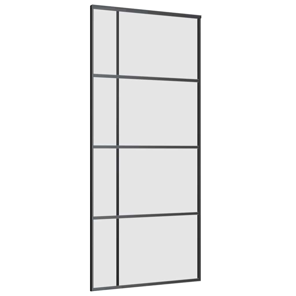 Sliding Door with Hardware Set Black 90x205 cm ESG Glass