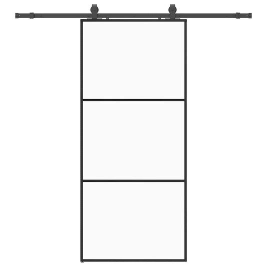 Sliding Door with Hardware Set Black 90x205 cm ESG Glass