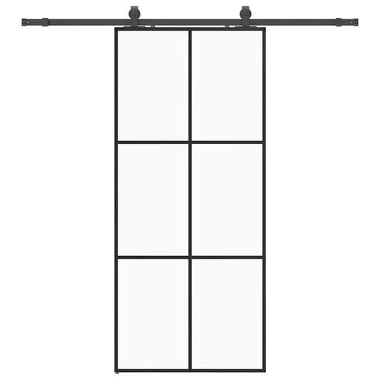 Sliding Door with Hardware Set Black 90x205 cm ESG Glass