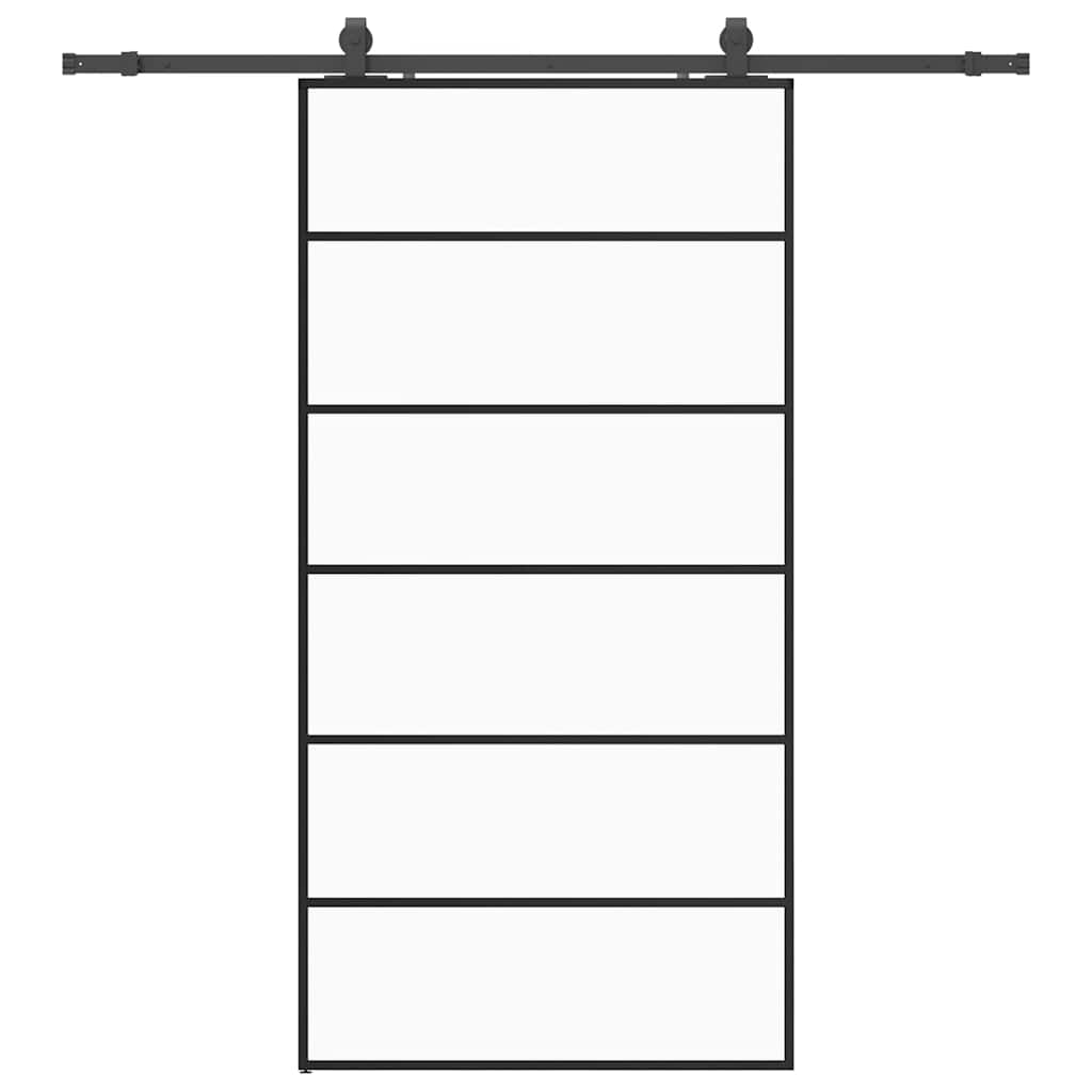 Sliding Door with Hardware Set Black 102x205 cm ESG Glass