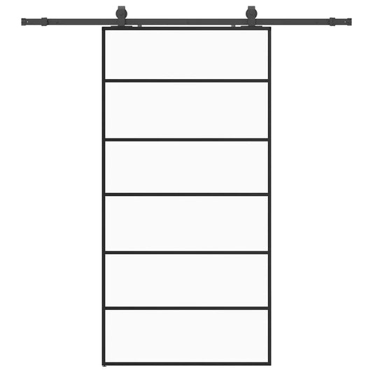 Sliding Door with Hardware Set Black 102x205 cm ESG Glass