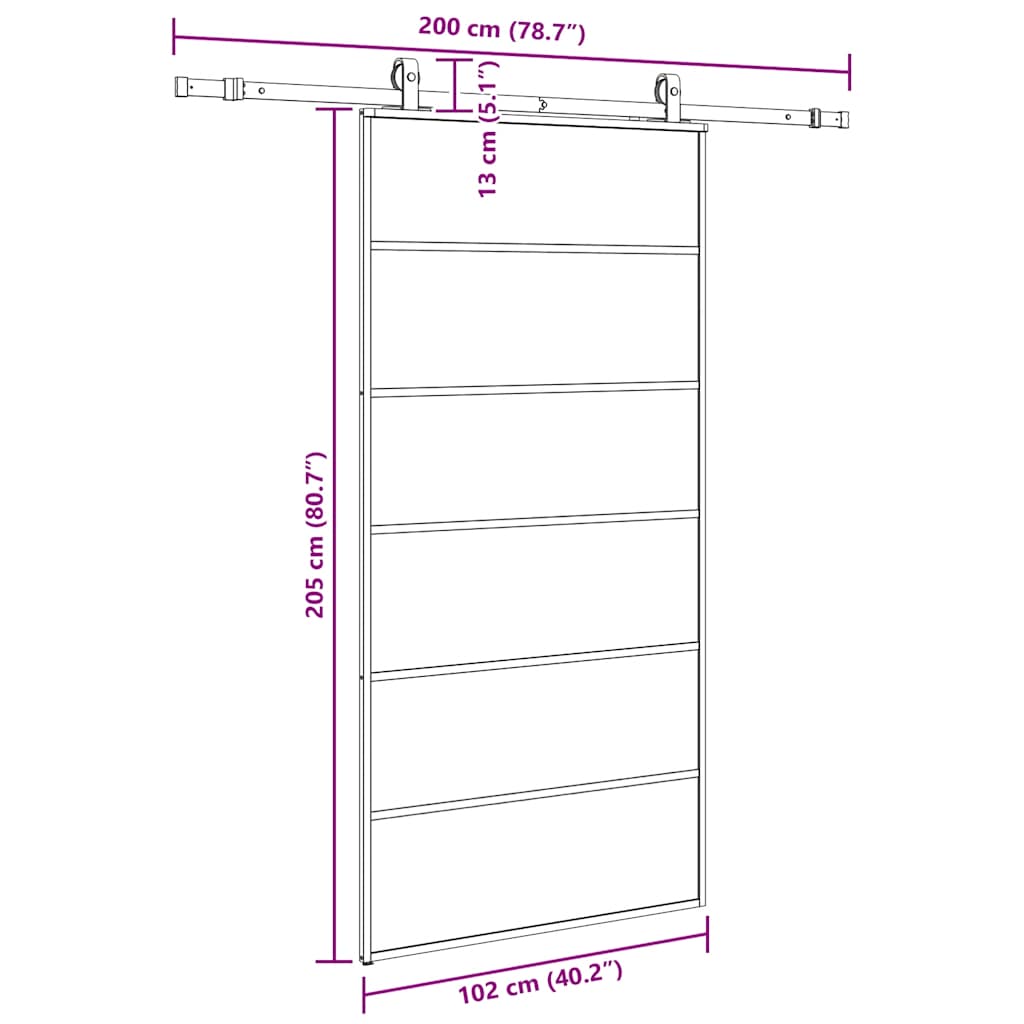 Sliding Door with Hardware Set Black 102x205 cm ESG Glass