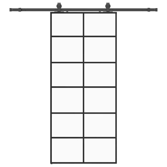 Sliding Door with Hardware Set Black 90x205 cm ESG Glass