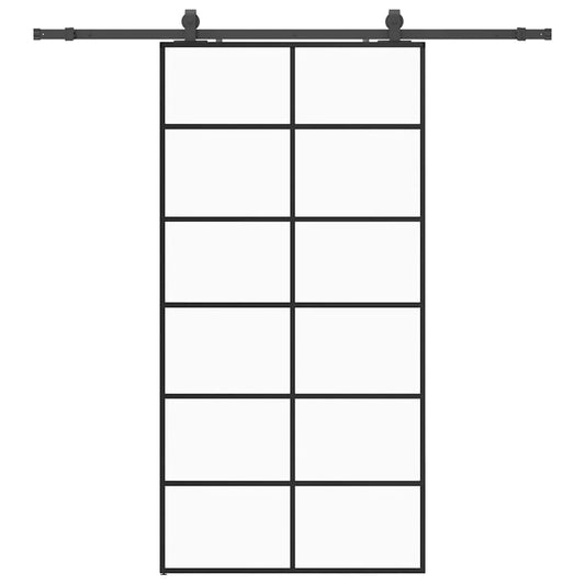 Sliding Door with Hardware Set Black 102x205 cm ESG Glass