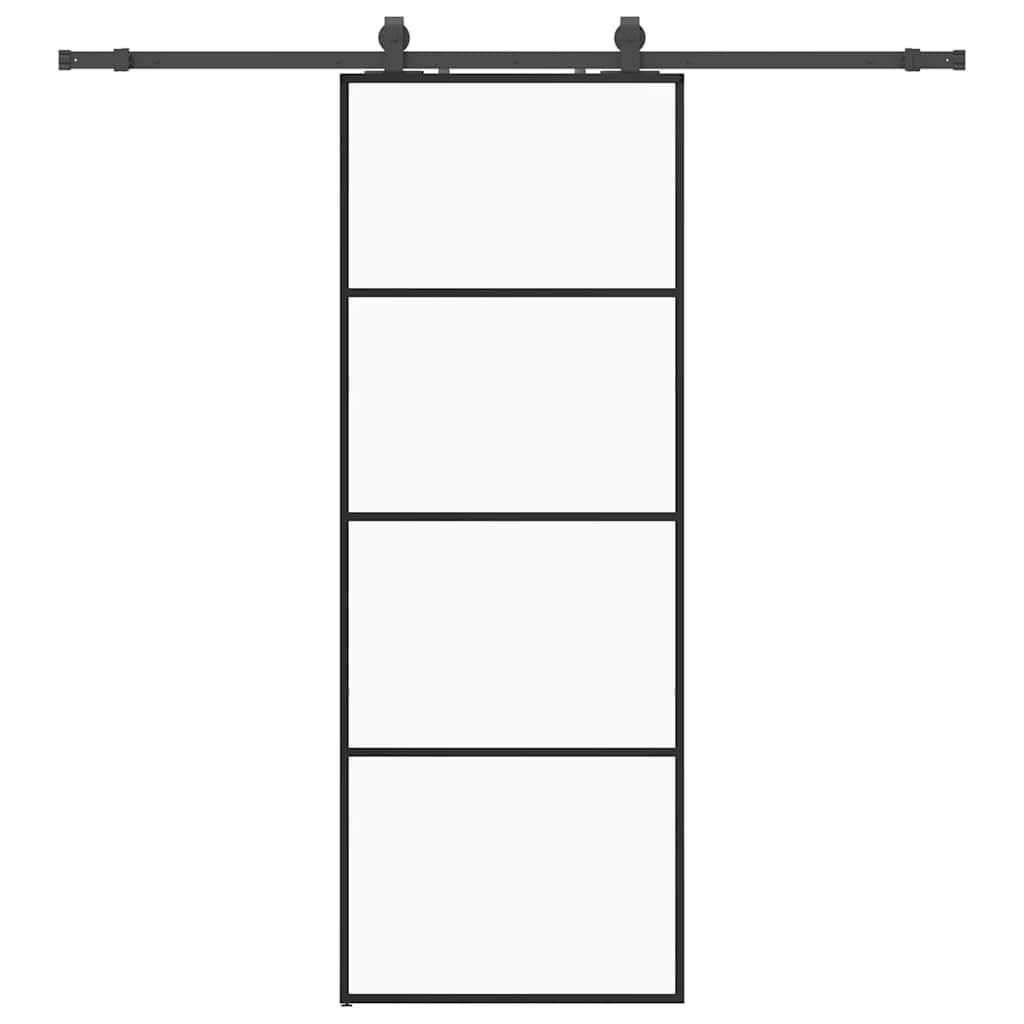 Sliding Door with Hardware Set Black 76x205 cm ESG Glass