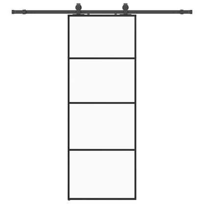 Sliding Door with Hardware Set Black 76x205 cm ESG Glass