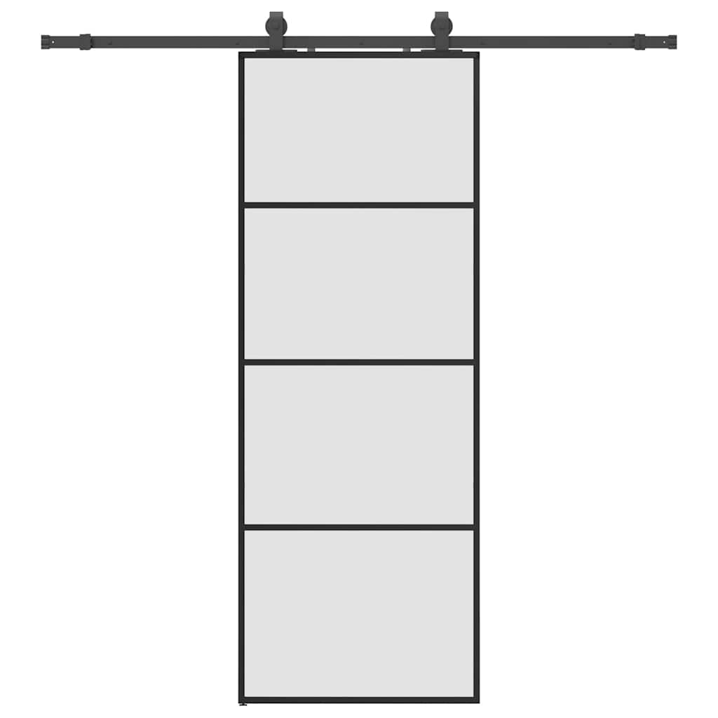 Sliding Door with Hardware Set Black 76x205 cm ESG Glass