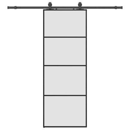 Sliding Door with Hardware Set Black 76x205 cm ESG Glass