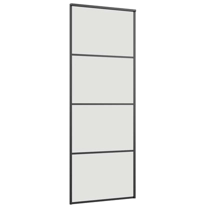Sliding Door with Hardware Set Black 76x205 cm ESG Glass