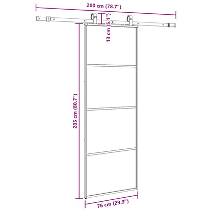 Sliding Door with Hardware Set Black 76x205 cm ESG Glass