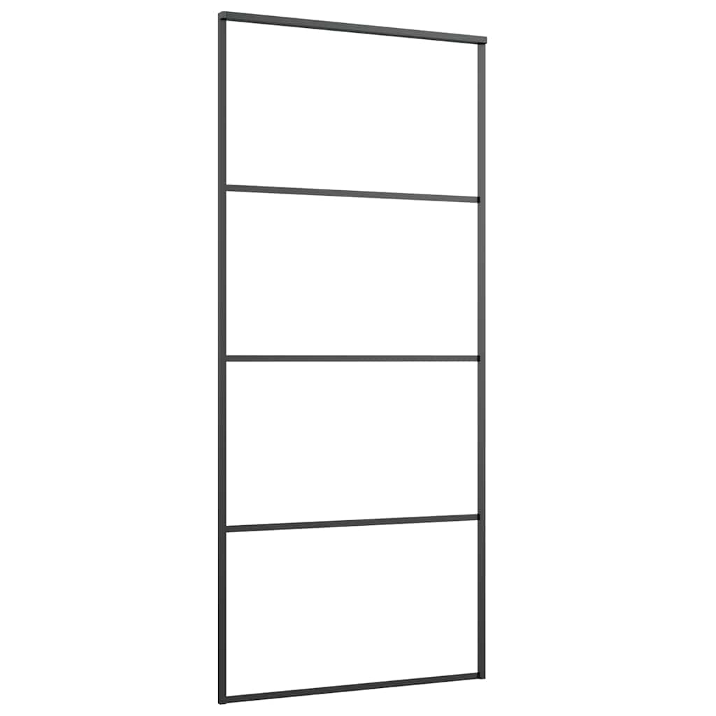 Sliding Door with Hardware Set Black 90x205 cm ESG Glass