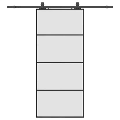Sliding Door with Hardware Set Black 90x205 cm ESG Glass