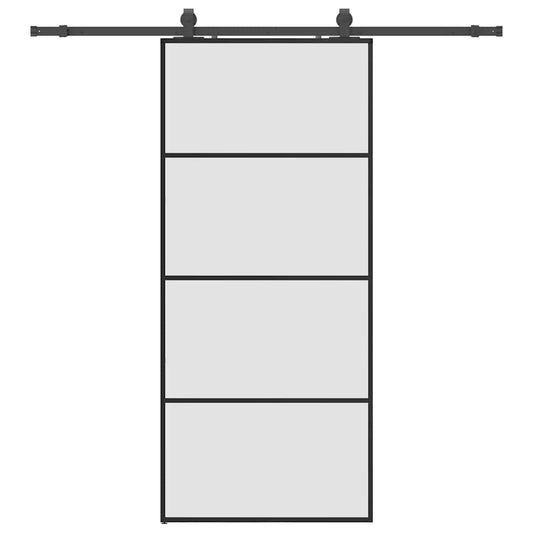 Sliding Door with Hardware Set Black 90x205 cm ESG Glass