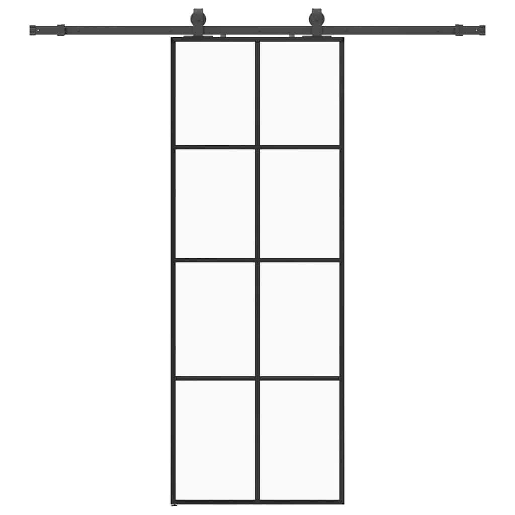 Sliding Door with Hardware Set Black 76x205 cm ESG Glass