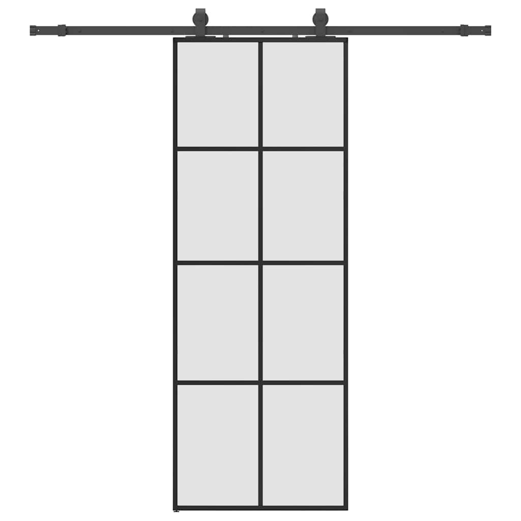 Sliding Door with Hardware Set Black 76x205 cm ESG Glass