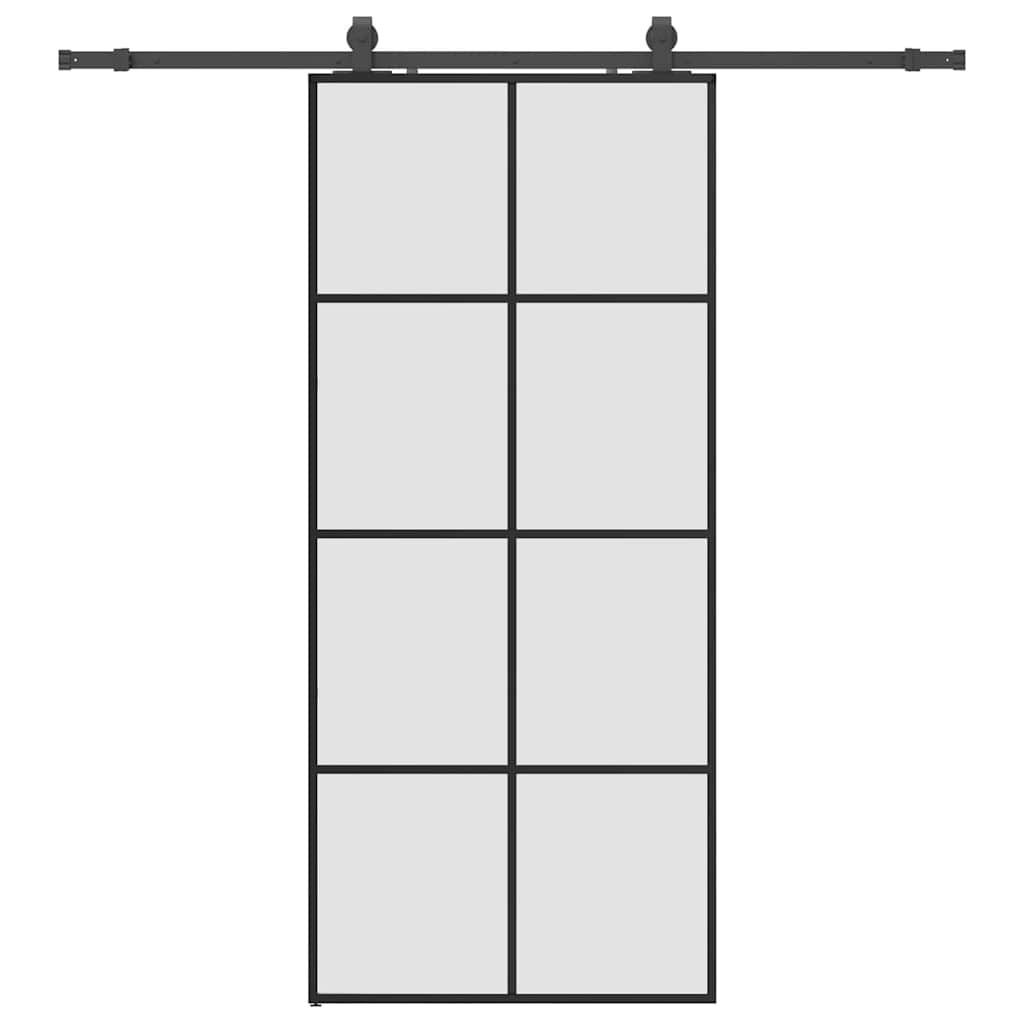 Sliding Door with Hardware Set Black 90x205 cm ESG Glass