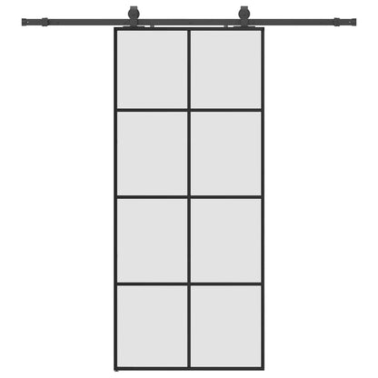 Sliding Door with Hardware Set Black 90x205 cm ESG Glass